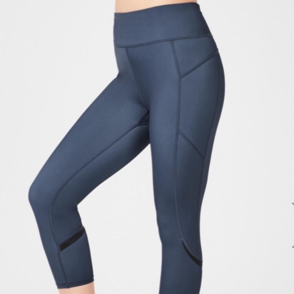 Sweaty Betty Navy High-Waist Cropped Leggings